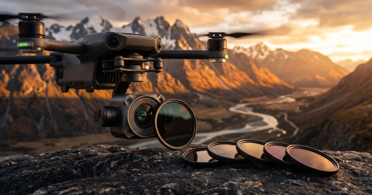 Drone com camera com filtros ND para drone