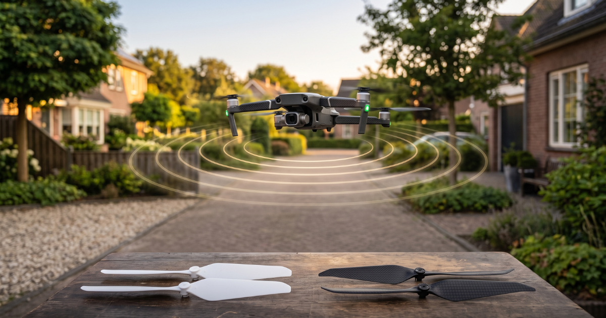 Drone sobrevoando em volta de uma vizinhança